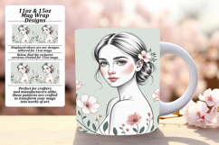 Stylish 15oz Mug Wrap Png Design , Beauty Woman Product Image 1