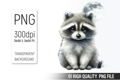Cute Raccoon, Animal Sublimation Clipart PNG Product Image 1