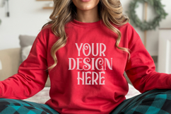 Christmas Gildan 18000 Red Crewneck Sweatshirt Mockup Product Image 1