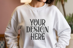 White Gildan 18000 Mockup, Sweatshirt Crewneck Mockups Product Image 1