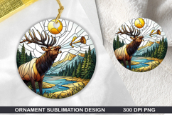 Cute Deer Stained Glass Ornament PNG, Digital Download File Product Image 1