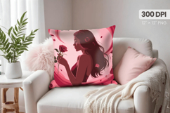 Afro Girl /Woman braided hair Pillow Design, Black Queen PNG Product Image 1