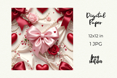 Rococo Coquette Valentine Digital Paper Seamless Pattern Product Image 2