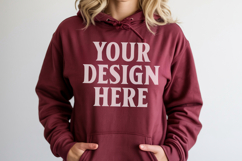 Maroon Gildan 18500 Hoodie Mockup, G18000 Hoodie Model mock Product Image 1