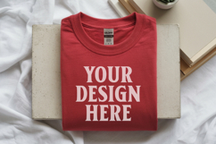 Red Gildan 5000 Flat Lay Tshirt Mockup, G5000 mockups Product Image 1