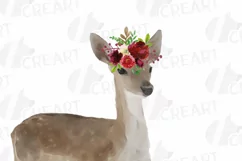 Deer couple with floral burgundy crown match shirt clip art Product Image 3