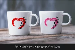Dog Paw Print SVG. Love dog paw SVG. Dog Heart Frame SVG Product Image 1