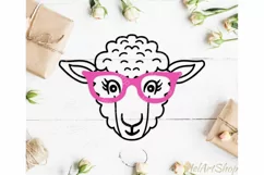 Sheep svg, Sheep with glasses svg, Farm animal svg, Cute Product Image 1
