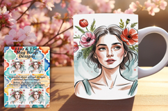 Unique 11oz Mug Wrap Png Artwork , Beauty Woman Product Image 1