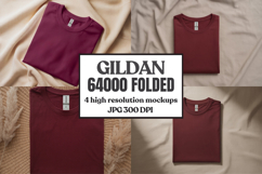 Gildan 64000 Folded Tshirt Mockup , Folded Tee Flat Lay Product Image 1