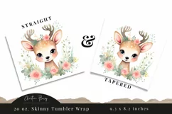 Cute Watercolor Christmas Reindeer Tumbler Wrap PNG Product Image 3