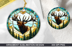 Cute Deer Stained Glass Ornament PNG, Digital Download File Product Image 1