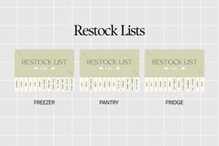 Freezer, Fridge &amp; Pantry Restock Lists Printable Kitchen Product Image 2