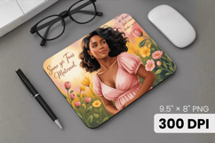 Afro Girl / Woman braided hair Mouse Pad, Black Queen PNG Product Image 1