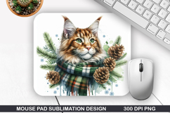 Cat Mouse Pad Sublimation, Christmas Mouse Pad PNG Design Product Image 1