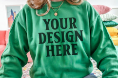 Irish Green Gildan 18000 Crewnwck Sweatshirt Mockup, gildan Product Image 1