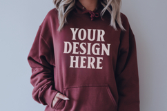 Maroon Gildan 18500 Hoodie Mockup, G18000 Hoodie Model mock Product Image 1