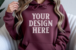 Maroon Gildan 18500 Hoodie Sweatshirt Mockup, 185 mock- Product Image 1