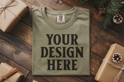 Moss Comfort Colors 1717 Christmas Folded T-Shirt Mockup Product Image 1