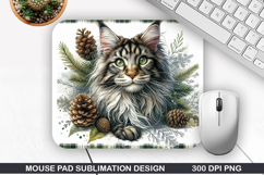 Cat Mouse Pad Sublimation, Christmas Mouse Pad PNG Design Product Image 1