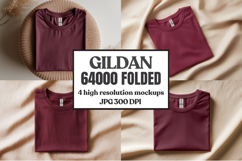 Gildan 64000 Folded Tshirt Mockup , Folded Tee Flat Lay Product Image 1