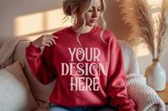 Black Gildan 18000 Sweatshirt Mockup,G18000 Crewneck Sweatsh Product Image 1