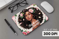 Afro Girl / Woman braided hair Mouse Pad, Black Queen PNG Product Image 1