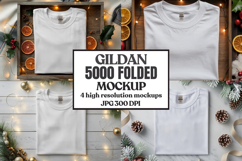 Gildan 5000 Folded Christmas Mockup, G5000 mockup Product Image 1