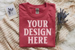 Red Gildan 5000 Flat Lay Tshirt Mockup, G5000 mockups Product Image 1