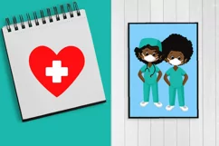African american kids Nurse, doctor, pandemic clipart Product Image 3