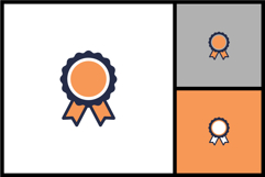 Blue and Orange Award Ribbon Medal for Winner and Quality Product Image 1