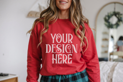 Christmas Gildan 18000 Red Crewneck Sweatshirt Mockup Product Image 1