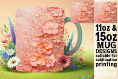 Leopard Blossom Glitter Mug Sublimation Wrap Product Image 1