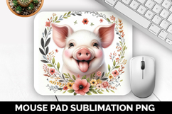 Pig Mouse Pad, Cute Animal Mouse Pad PNG, Animal Lover Gift Product Image 1