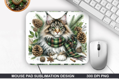 Cat Mouse Pad Sublimation, Christmas Mouse Pad PNG Design Product Image 1