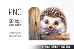 Cute Hedgehog, Animal Sublimation Clipart PNG Product Image 1