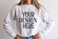 White Gildan 18000 Mockup, Sweatshirt Crewneck Mockups Product Image 1
