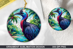 Cassowaries Stained Glass Ornament PNG, Digital Download Fil Product Image 1