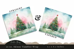 Cute Watercolor Christmas Tree Tumbler Wrap PNG Product Image 3