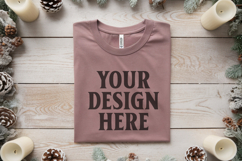 Christmas Bella Canvas 3001 Heather Mauve Folded Tshirt Mock Product Image 1