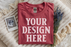 Red Gildan 5000 Flat Lay Tshirt Mockup, G5000 mockups Product Image 1