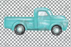 Watercolor colorful truck clip art. Printable pickup cars Product Image 15
