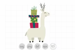 Llama with Gifts SVG Cut File for Christmas, Llama SVG Product Image 1
