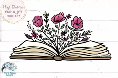 Floral Book Sublimation PNG | Cream Book with Flowers PNG Product Image 1