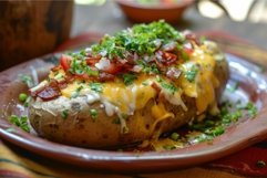 Aromatic Serving baked potato with green herbs. Generate ai Product Image 1