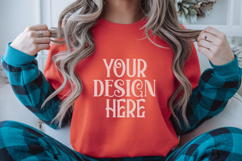 Christmas Gildan 18000 Red Crewneck Sweatshirt Mockup Product Image 1