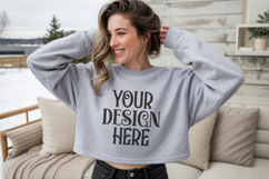 Sport Grey Gildan 18000 Crewneck Sweatshirt Mockups,G18000 Product Image 1