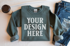 Heather Sport Gildan 18000 Folded Flat Lay Mockups Product Image 1