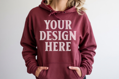 Maroon Gildan 18500 Hoodie Mockup, G18000 Hoodie Model mock Product Image 1
