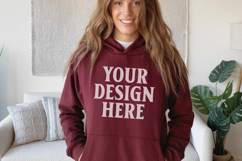 Maroon Gildan 18500 Hoodie Sweatshirt Mockup, 185 mock- Product Image 1